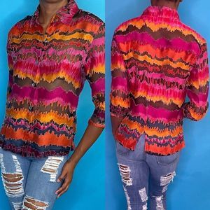 Vintage multicolored sheer blouse sz Sm